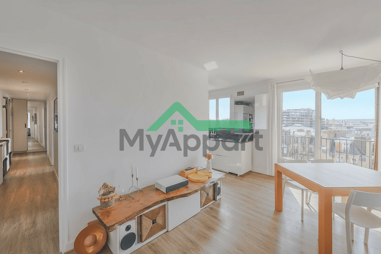 Location T4 meublé - 65 m² - Paris 15e - Convention / Porte de Versailles - Balcon, vue dégagée, étage élevé